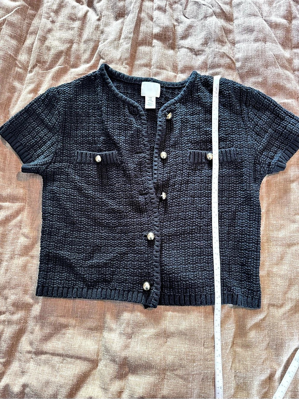 H&M Black Short Sleeve Knit Cardigan
